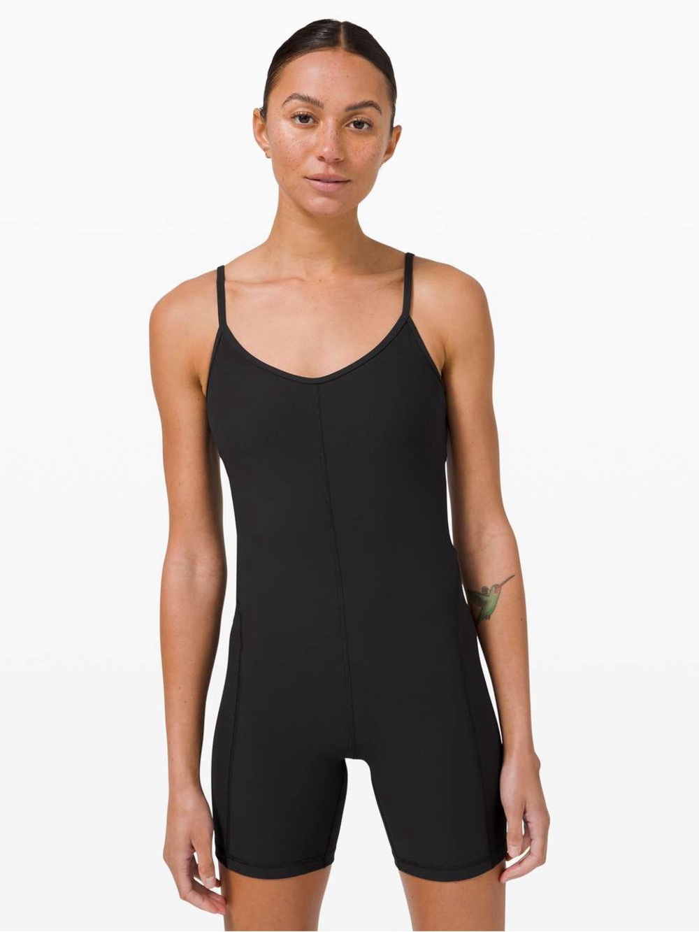 Lululemon Ribbed Contoured Yoga Unitard 6" Length - Black Short Romper Jumpsuit